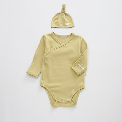 【BABY】北欧風コットンサイドボタンロンパース＆帽子SK102320