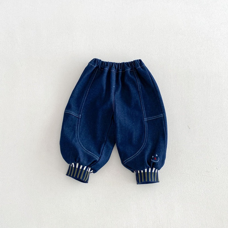 【BABY&KID】冬新作くま襟付き中綿ジャケット、ジョガーデニムパンツSK107724