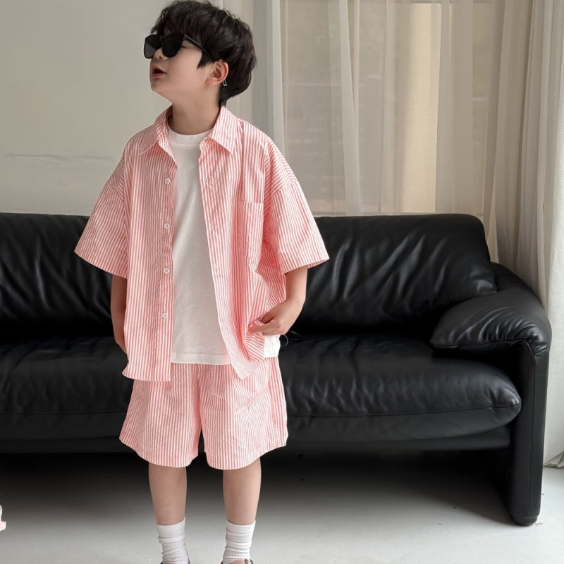 【BABY&KID】夏新作 ボーダーセットアップ、立体フラワーワンピースSK080520