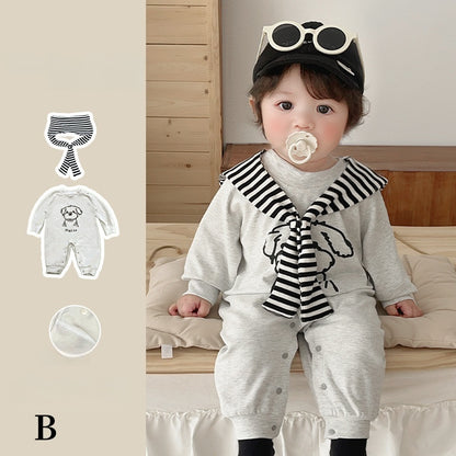 【BABY】英字＆子犬柄ケープ付きカバーオールSK102409