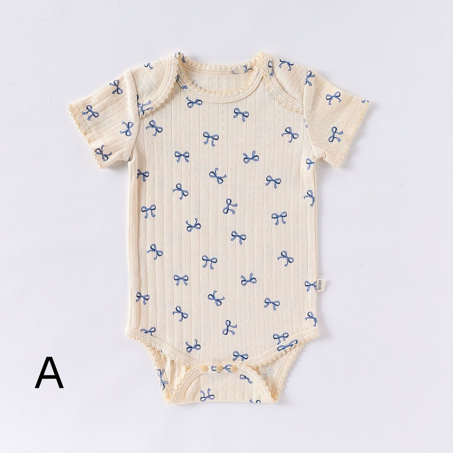 【BABY】夏新作 北欧風ハート柄、蝶結び柄ロンパースSKO71506