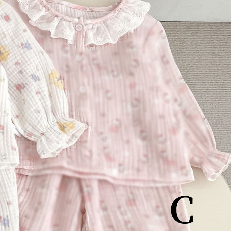 【BABY&KID】二重ガーゼフリル襟セットアップSK092830