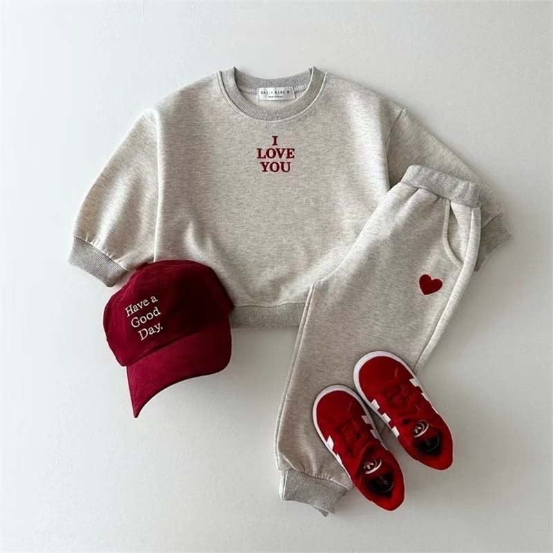【BABY&KID】英字柄＆ハートロゴスウェットセット全4色SK11397