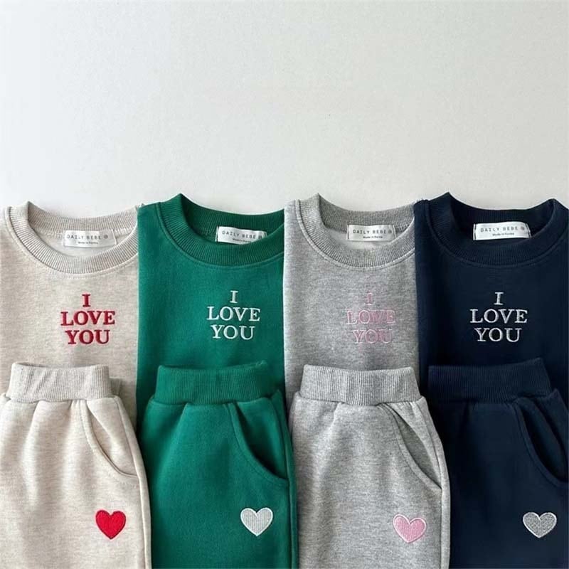 【BABY&KID】英字柄＆ハートロゴスウェットセット全4色SK11397