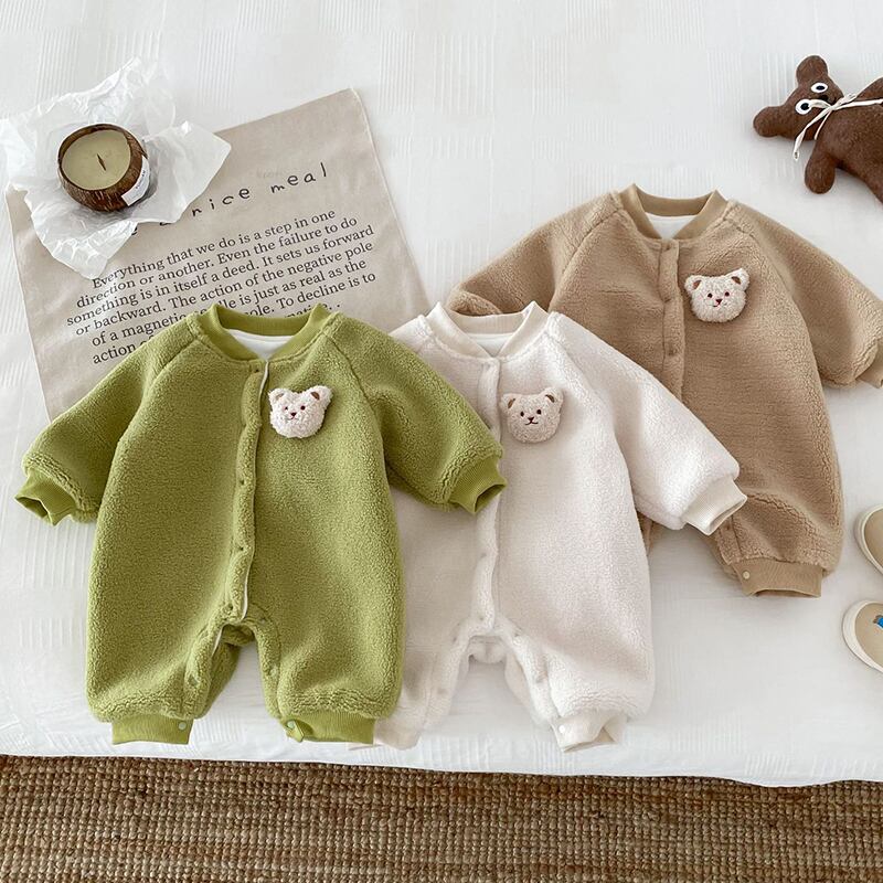 【BABY&KID】冬新作熊さん付けモフモフオールインワン　全3色SK11370