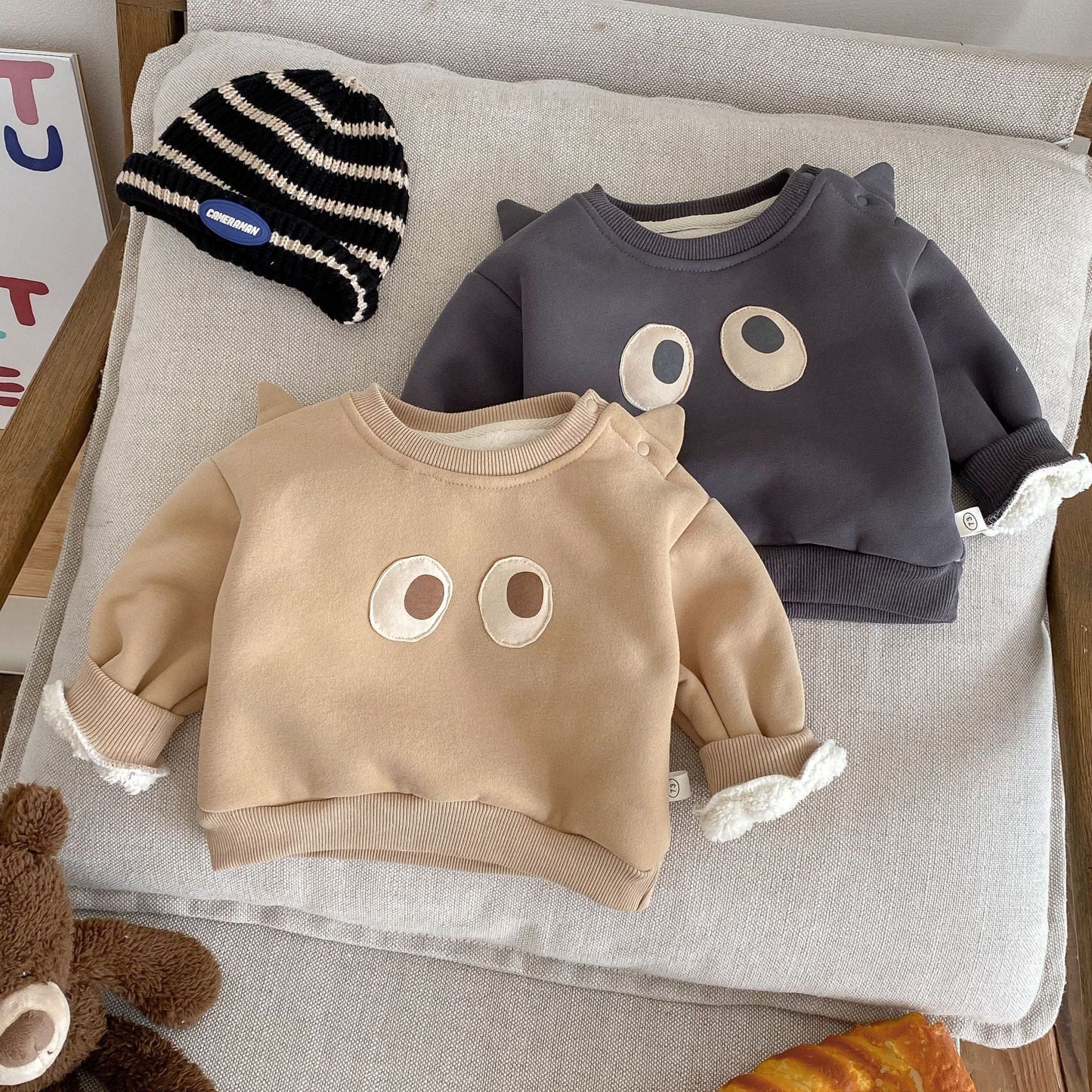 【BABY&KID】冬新作　ビッグアイズ裏起毛セットアップSK11367