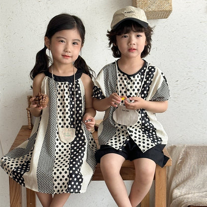 【BABY&KID】夏新作 オシャレドットセットアップ、ワンピースSK0631012