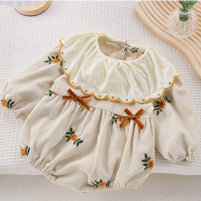 【BABY】フラワー刺繡ロンパースSK051603