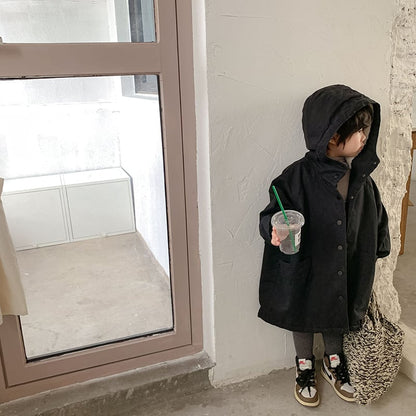 【BABY&KID】冬新作韓国風暖かいフート付きロングコートSK11375