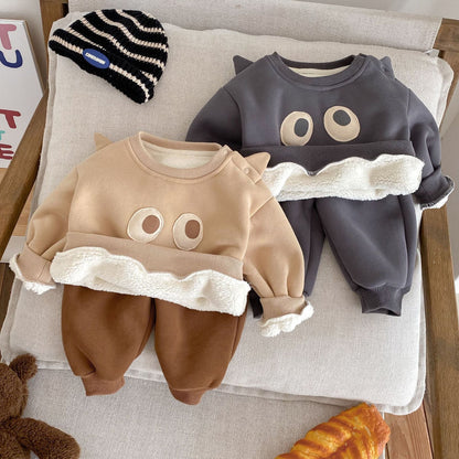 【BABY&KID】冬新作　ビッグアイズ裏起毛セットアップSK11367