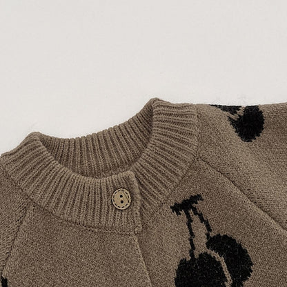 【BABY】チェリー柄ニット編みオールインワンSK032101