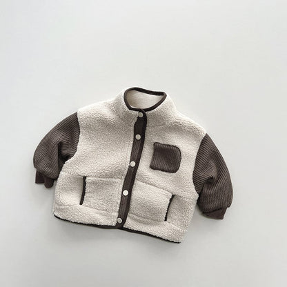 【BABY&KID】冬新作バイカラーストライプもこもコート 全2色SK11335