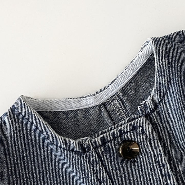 【BABY】デニムノースリーブサロペット、ボーダーＴシャツSK051305