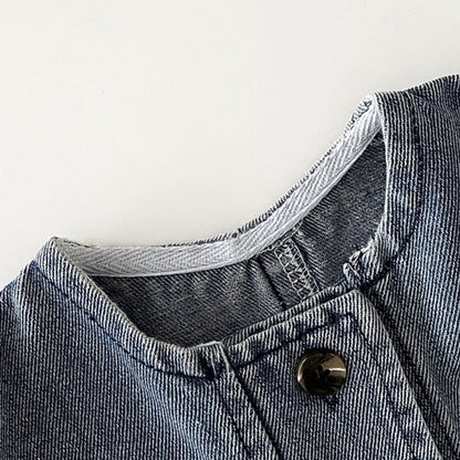 【BABY】デニムノースリーブサロペット、ボーダーＴシャツSK051305
