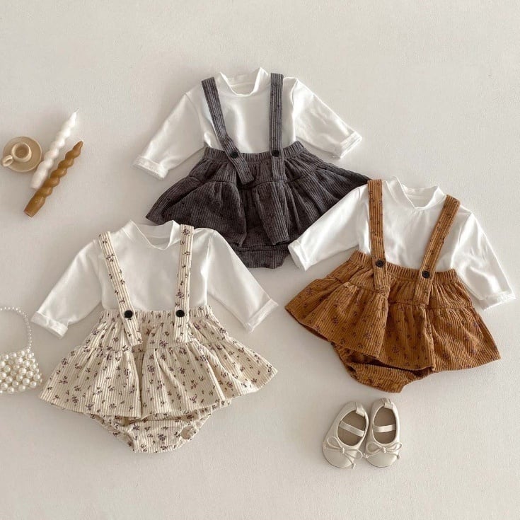 【BABY】コーデュロイ小花柄サロペットSK031508