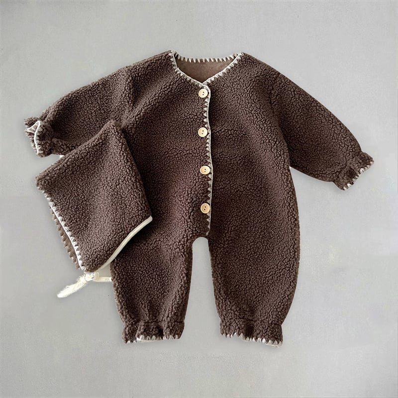 【BABY&KID】冬新作フリースボタン付きオールインワン　全2色SK11376