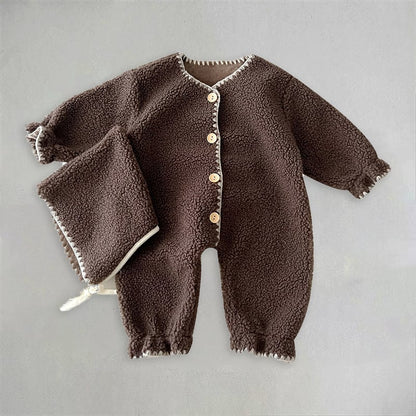 【BABY&KID】冬新作フリースボタン付きオールインワン　全2色SK11376