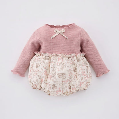 【BABY】可愛いピンク花柄ロンパース、サロペットSK051601