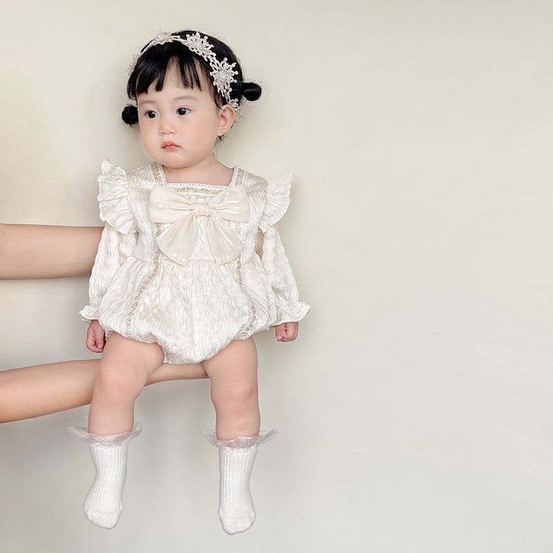 【BABY】春新作お姫様レースリボン付きロンパースSK11320
