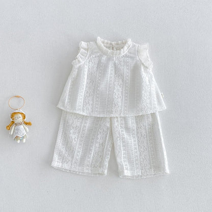【BABY&KID】夏新作フリルスリーブレースセットアップSK106102