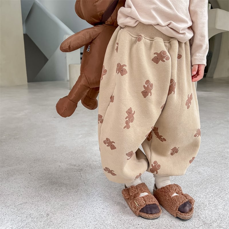 【BABY&KID】冬新作クマ柄フリースゆったりロングパンツ　全2色SK11339