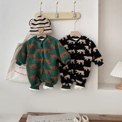 【BABY&KID】冬新作カートゥーン柄もふもふオールインワン 全2色SK11331