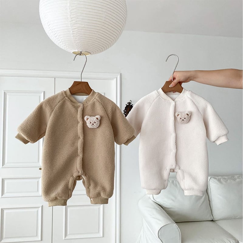 【BABY&KID】冬新作熊さん付けモフモフオールインワン　全3色SK11370