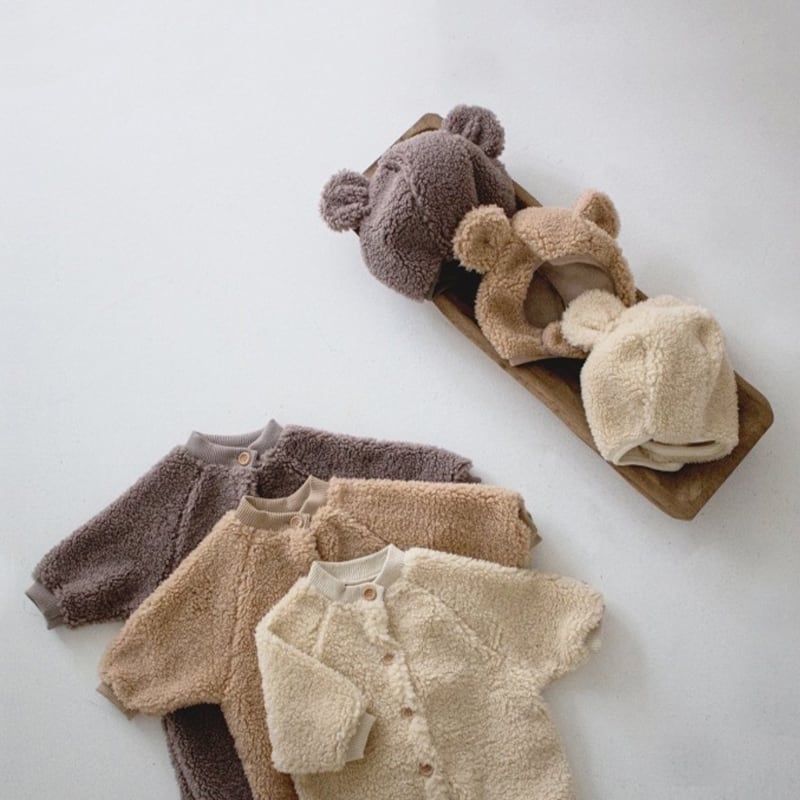 【BABY&KID】冬新作無地起毛ボタン付きオールインワン　全3色SK11341