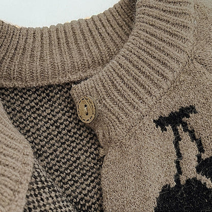 【BABY】チェリー柄ニット編みオールインワンSK032101