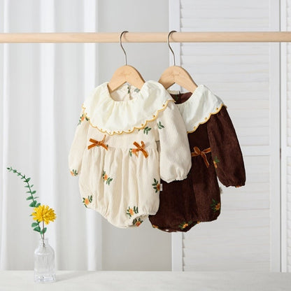 【BABY】フラワー刺繡ロンパースSK051603