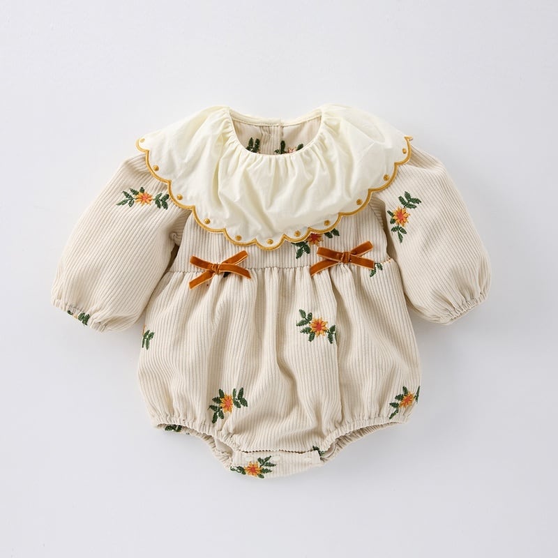 【BABY】フラワー刺繡ロンパースSK051603