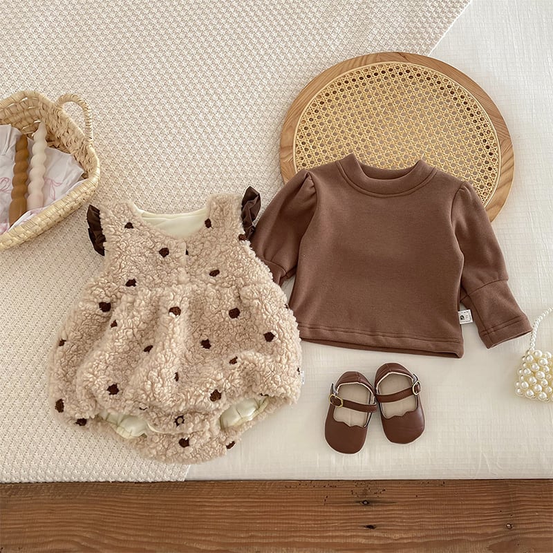 【BABY&KID】冬新作ドット柄もふもふロンパースORオールインワンSK11330