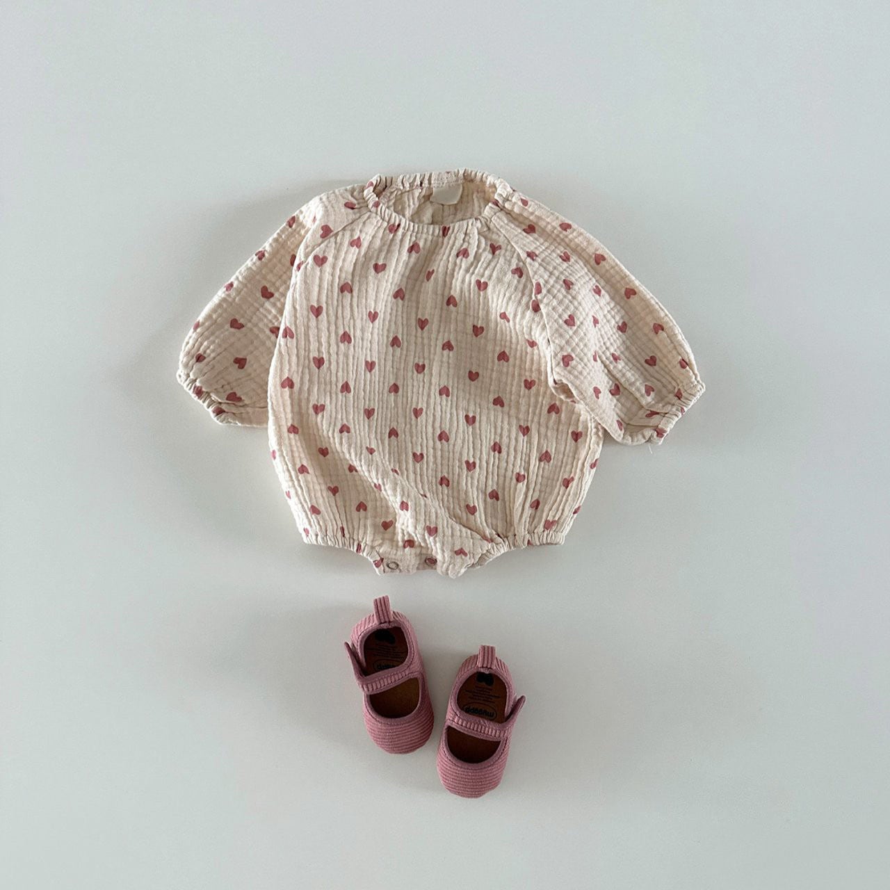 【BABY】ナチュラルチェック、ハートロンパースSK031004