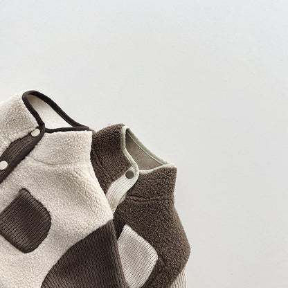 【BABY&KID】冬新作バイカラーストライプもこもコート 全2色SK11335