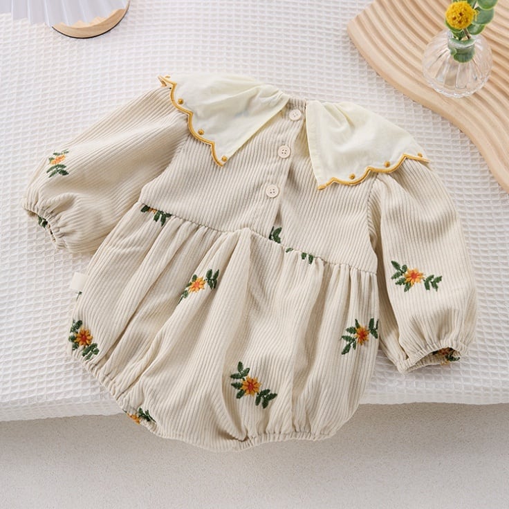 【BABY】フラワー刺繡ロンパースSK051603