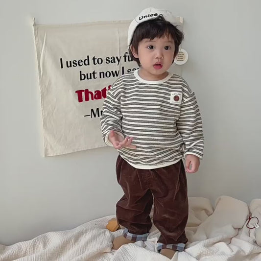 【BABY】笑顔のストライプ柄のトップスSK11553