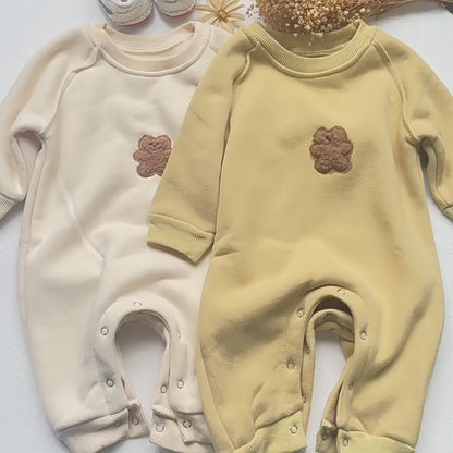【BABY】韓国風 クマさん暖かいロンパース+帽子SK020903