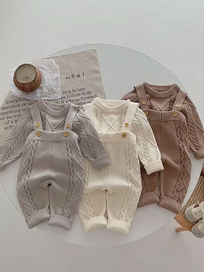 【BABY&KID】ケーブル編みニットサロペット、セーターSK022406