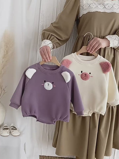 【BABY&KID】暖かいクマさん裏起毛ロンパースSK022302
