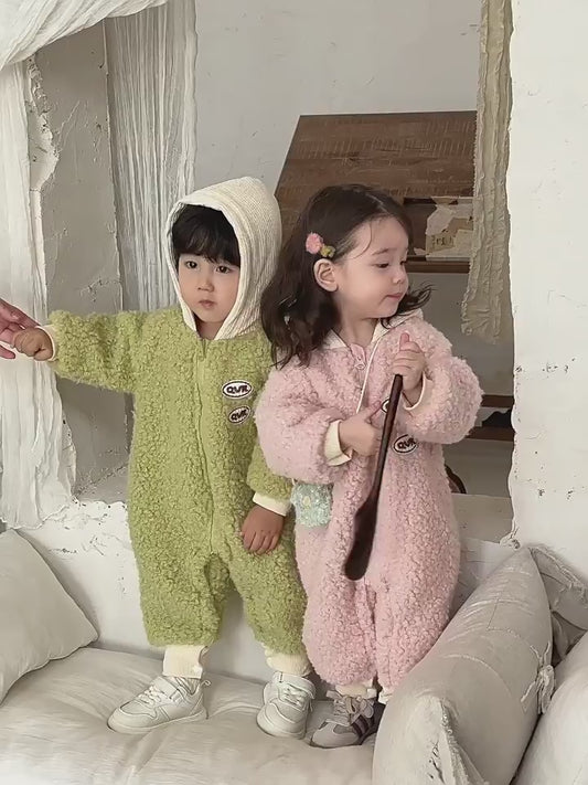 【BABY】帽子付き裏起毛ロンパースSK11551
