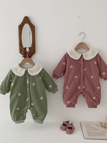 【BABY&KID】ナチュラルコーデュロイ暖かいロンパースSK022303